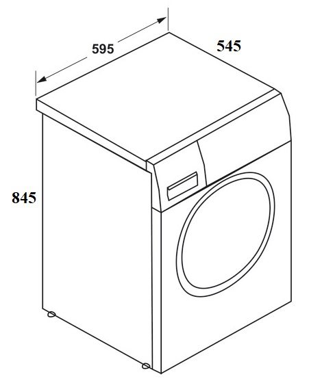 Bản vẽ máy giặt Hafele độc lập 539.90.400 