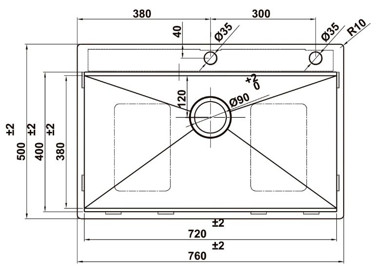 Bản vẽ chậu bếp 567.20.627 Hafele 