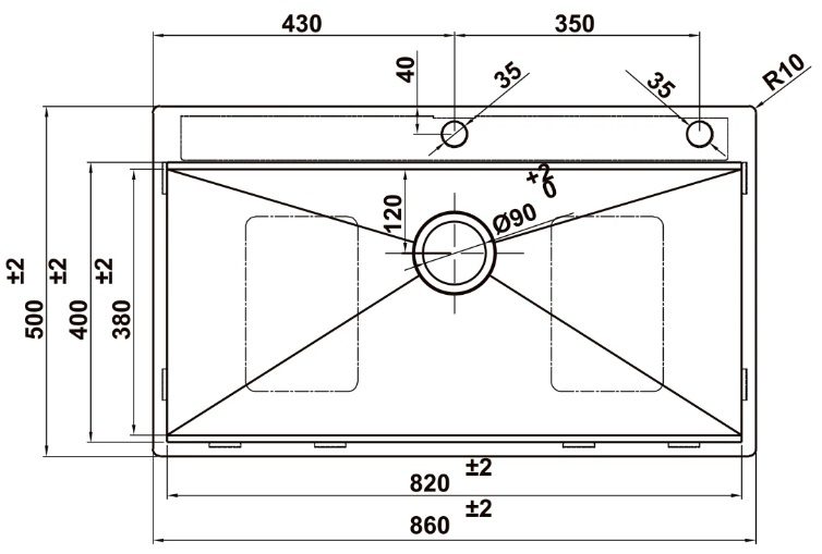 Bản vẽ chậu bếp 567.20.637 Hafele