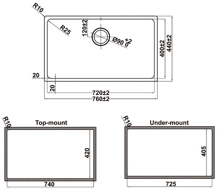 Bản vẽ chậu bếp Hafele 567.24.407