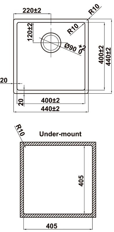 Bản vẽ chậu bếp 567.24.447 Hafele 