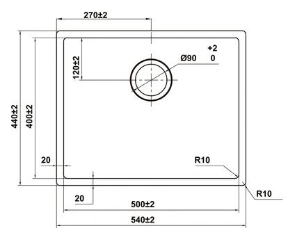 Bản vẽ chậu bếp 567.24.480 Hafele 1 hộc