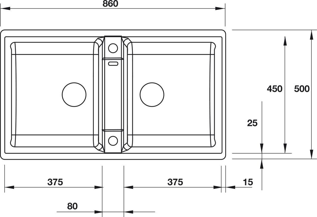 Bản vẽ chậu đá Hafele 567.68.940 2 hộc đá Silgranit