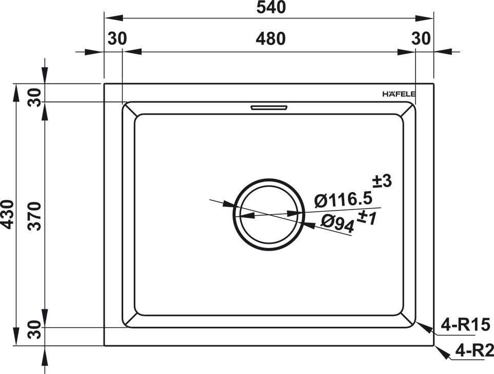 Bản vẽ chậu đá 577.25.300 Hafele HS22-GEN1S60S