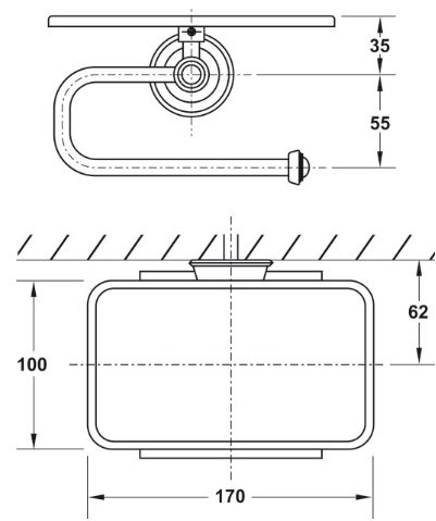 Bản vẽ móc giấy Hafele 580.57.201 màu vàng