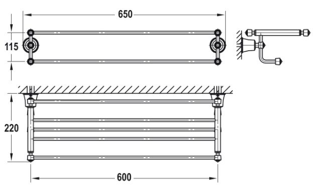 Bản vẽ giá treo khăn Hafele 580.57.210