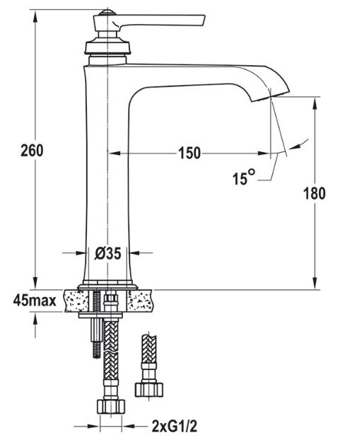 Bản vẽ vòi chậu Hafele 589.35.060 Kyoto