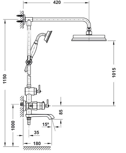 Bản vẽ sen cây nhiệt độ Hafele 589.35.065 Kyoto