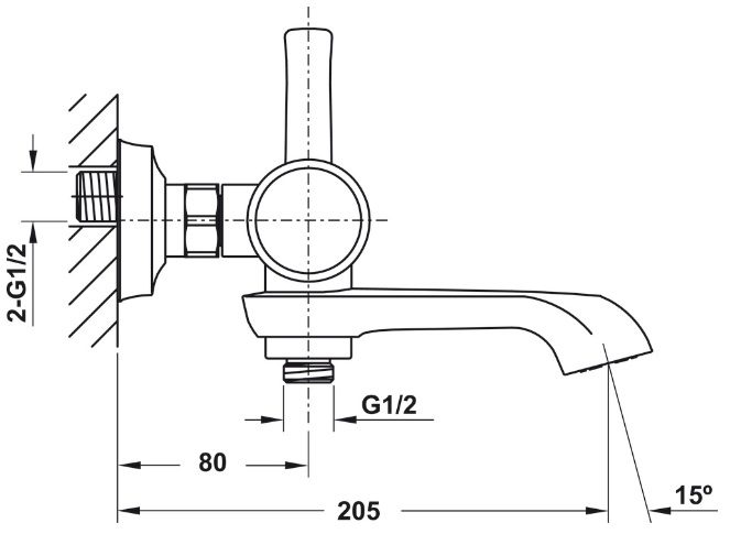 Bản vẽ sen tắm Hafele 589.35.066 màu vàng