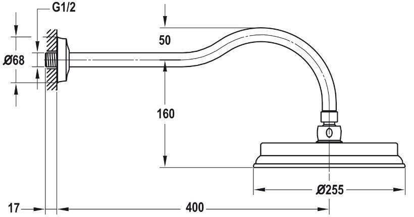 Bản vẽ bát sen gắn tường Hafele 589.35.068 màu vàng
