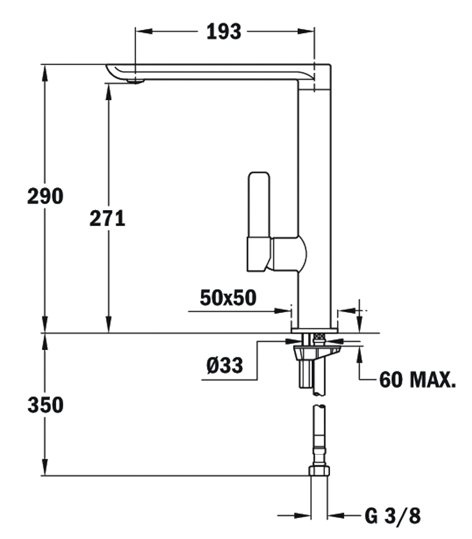 Bản vẽ kích thước vòi rửa bát 629150210 TEKA