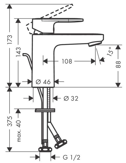 Bản vẽ vòi lavabo Hansgrohe nóng lạnh 71551677 