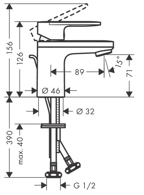 Bản vẽ vòi lavabo Hansgrohe nóng lạnh 71570007