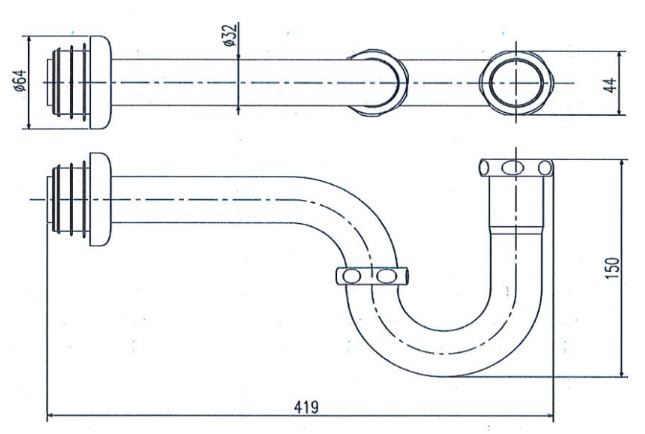 Bản vẽ kích thước ống thoát lavabo A-678P INAX