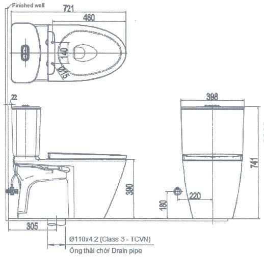 Bồn cầu 2 khối INAX ACT-602 xả cảm ứng nắp rửa CW-S15VN