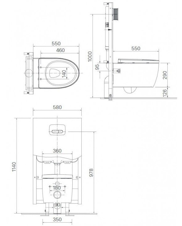 Bản vẽ kích thước bồn cầu inax AC 952 nắp rửa cơ CW-S15