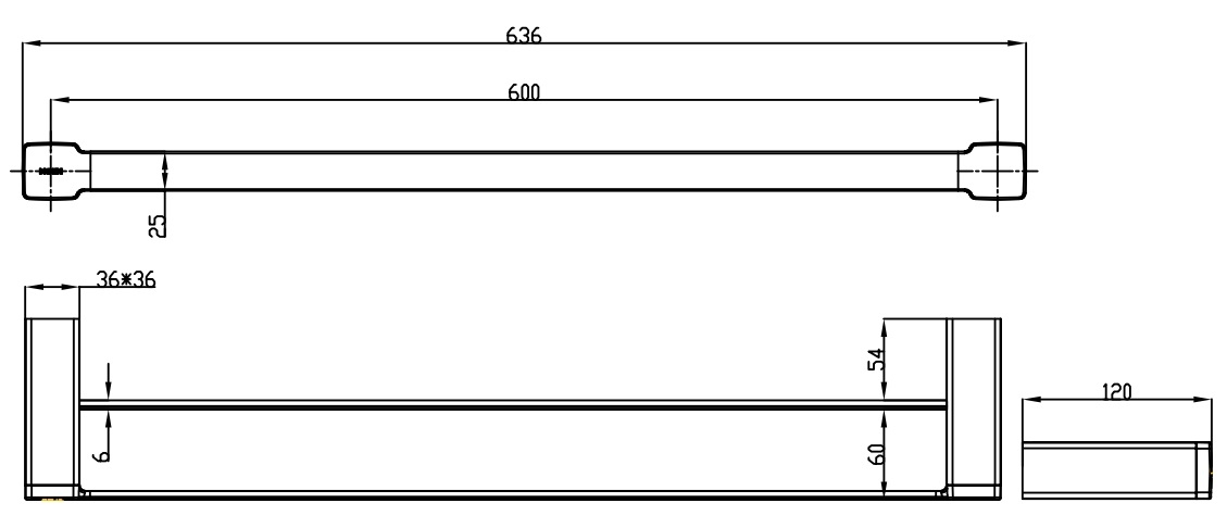 Bản vẽ kích thước thanh vắt khăn ACC1402 SRN Moen 600mm