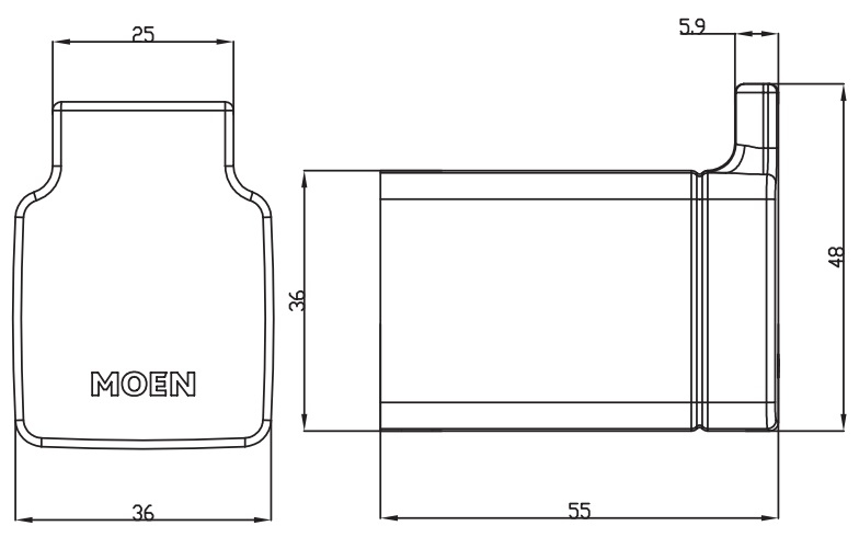 Bản vẽ kích thước móc áo ACC1407SRN Moen 1 móc