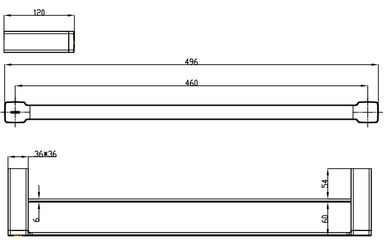 Bản vẽ kích thước thanh vắt khăn ACC1412 SRN Moen 460mm