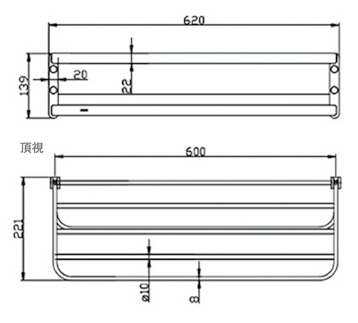 Bản vẽ kích thước kệ khăn ACC2401 BLK MOEN