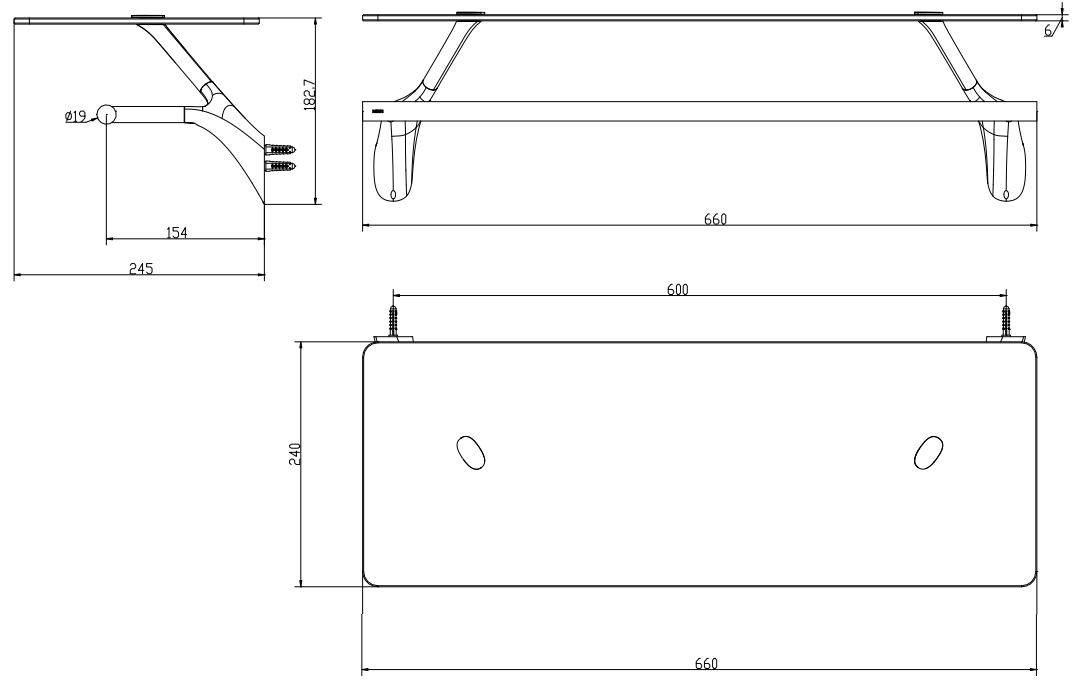 Bản vẽ kích thước kệ khăn 2 tầng ACC 2601 BP Moen 660mm