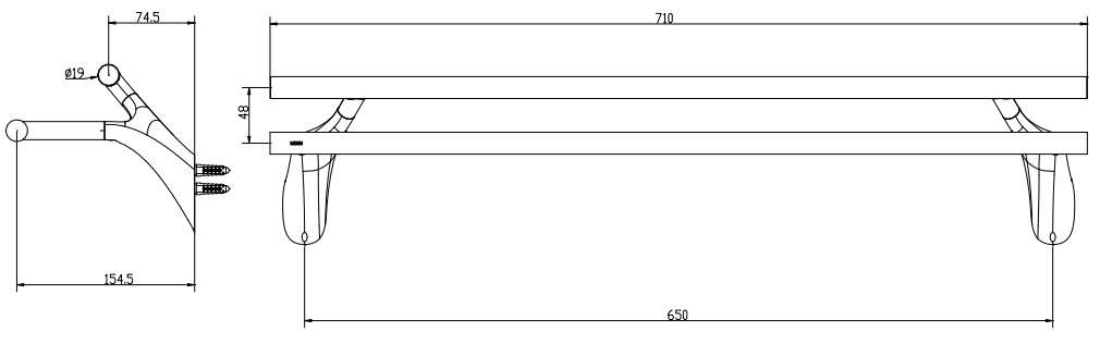 Bản vẽ kích thước thanh treo khăn ACC 2602 BP Moen 710mm