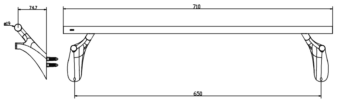 Bản vẽ kích thước thanh treo khăn ACC 2603 BL  Moen 710mm