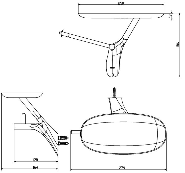 Bản vẽ kích thước kệ đựng giấy ACC 2605 BL MOEN
