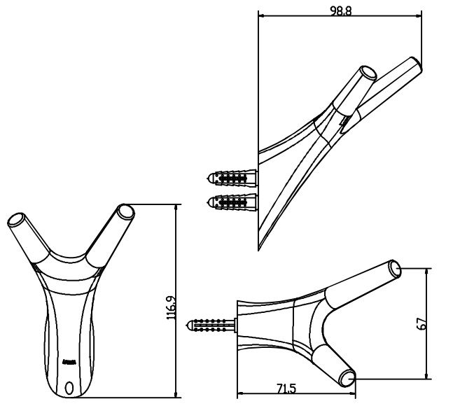 Bản vẽ kích thước móc áo đơn ACC 2609 CPR Moen