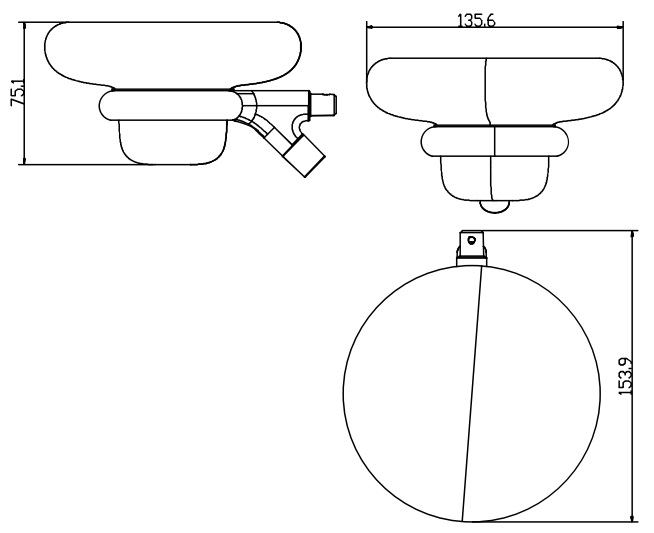 Bản vẽ kích thước đĩa xà phòng ACC2611 CPR1 Moen