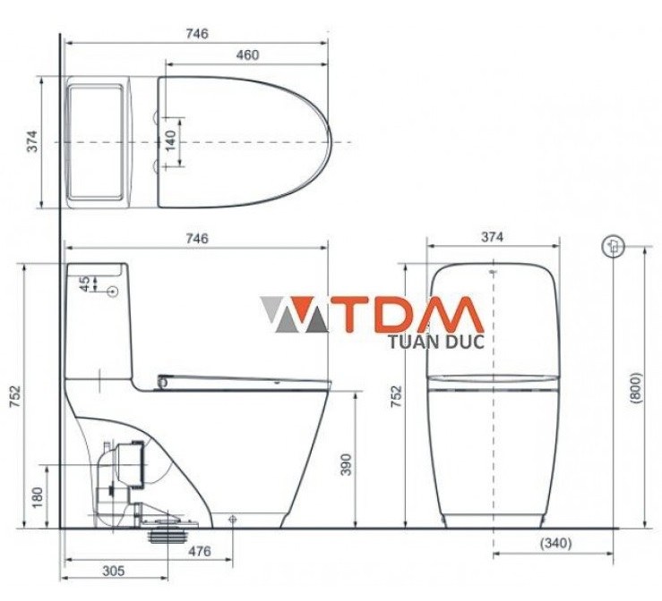 Bản vẽ bệt inax 832 nắp điện tử CW-H20VN