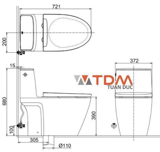 Bản vẽ bệt inax 902 nắp điện tử CW-KA22