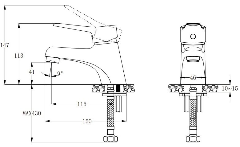 Bản vẽ vòi chậu rửa mặt Caesar B111 C