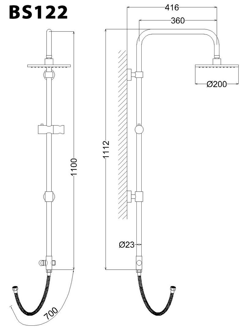 Bản vẽ kích thước thân cây Caesar BS122