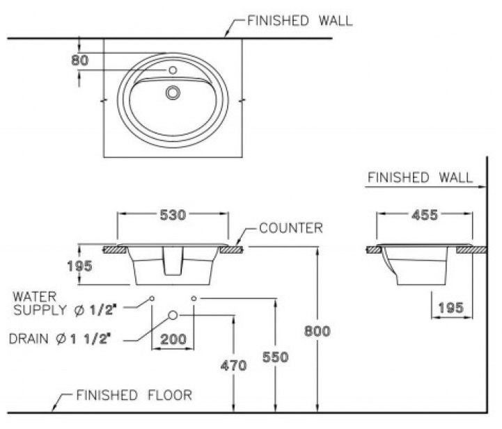 Bản vẽ kỹ thuật chậu labavo Cotto C008