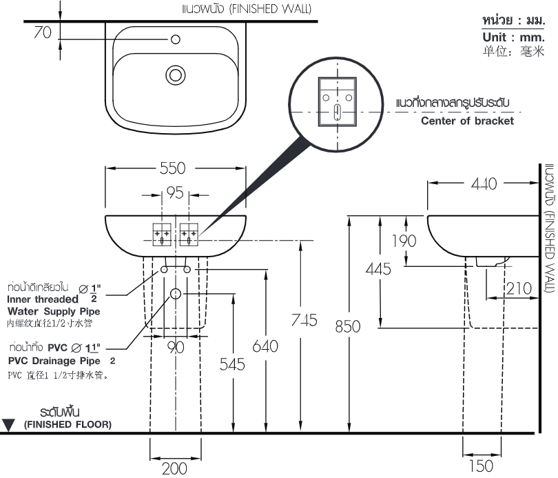 kỹ thuật Chậu lavabo Cotto C0141/C4141