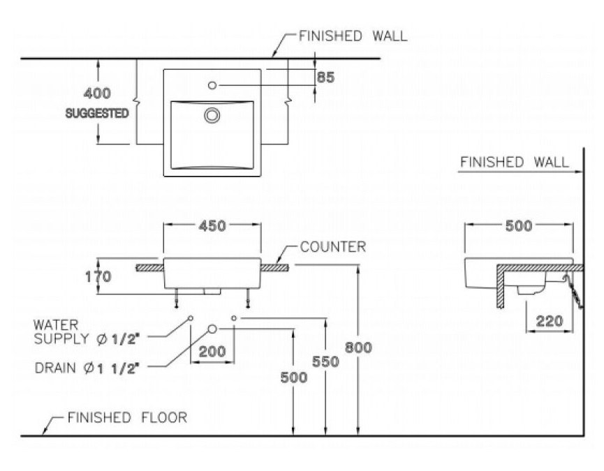 Bản vẽ kỹ thuật chậu lavabo C 02717