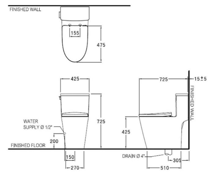 Bản vẽ bồn cầu Cotto C103017