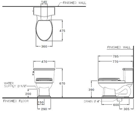 Bản vẽ kỹ thuật bồn cầu C10617 