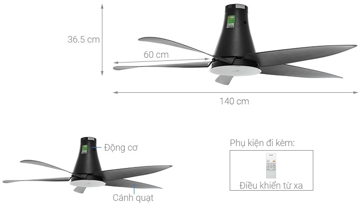 Chi tiết quạt Mitsubishi Electric C56-RA5 CY-GY 5 cánh