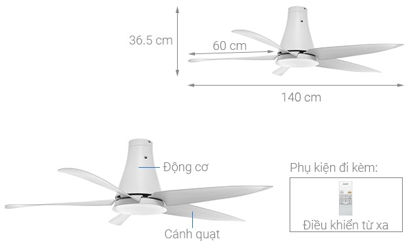 Chi tiết quạt Mitsubishi Electric C56 RA5 SF GY 5 cánh