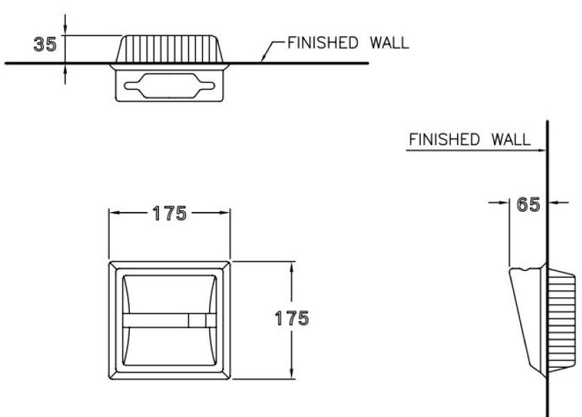 Bản vẽ kích thước móc giấy vệ sinh Cotto c 814 bằng sứ