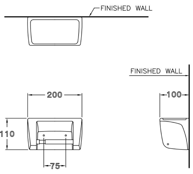 Bản vẽ kích thước móc giấy vệ sinh Cotto C 815 bằng sứ