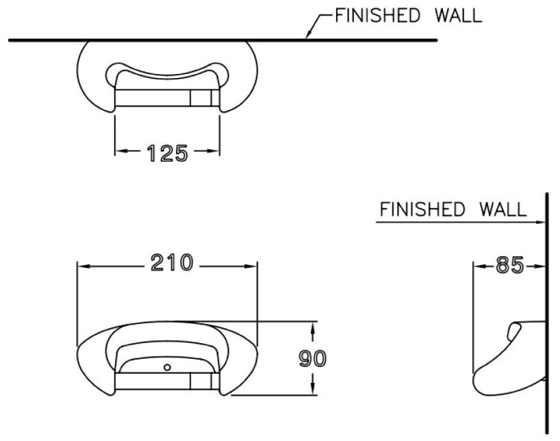 Bản vẽ kích thước móc giấy vệ sinh Cotto c 836 bằng sứ