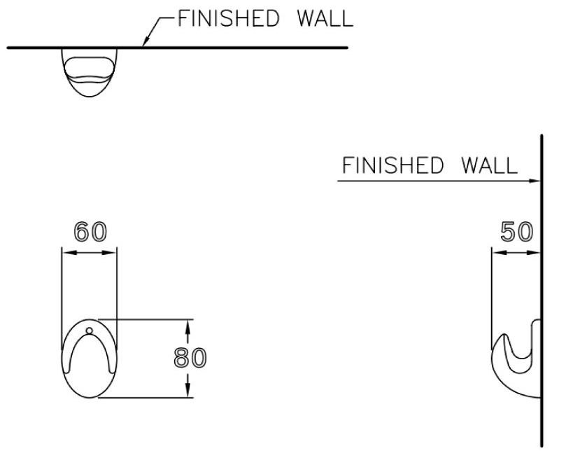 Bản vẽ kích thước móc áo cotto c 838 bằng sứ