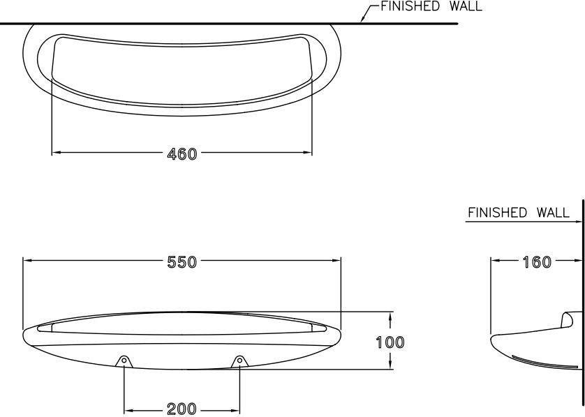 Bản vẽ kích thước kệ kính c839 bằng sứ cotto