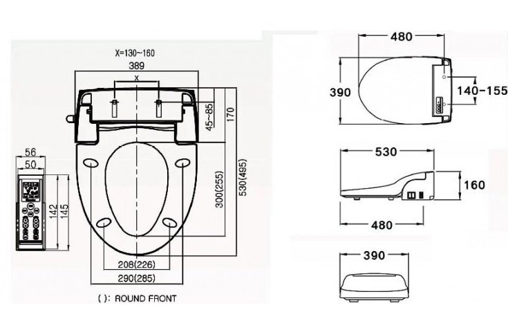 Bản vẽ kích thước nắp rửa điện tử c 9201 Cotto
