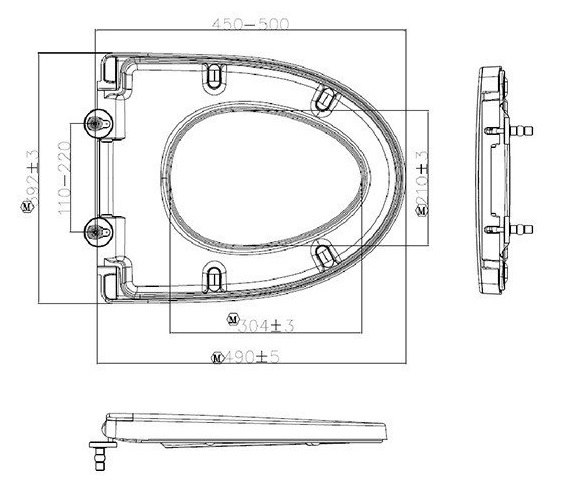 Bản vẽ kích thước nắp nhựa American Standard CCASC808