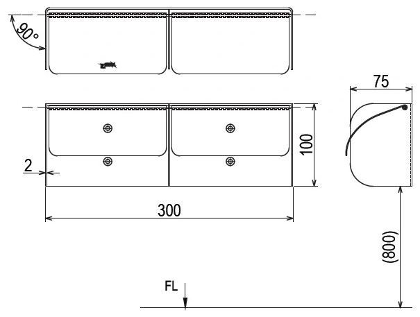 Bản vẽ kích thước hộp giấy đôi Inax CFV-11W