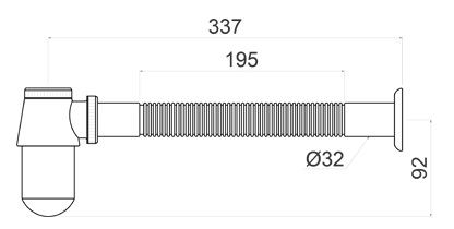 Bản vẽ kích thước ống xả chậu rửa mặt CHP05 Kanly ruột gà